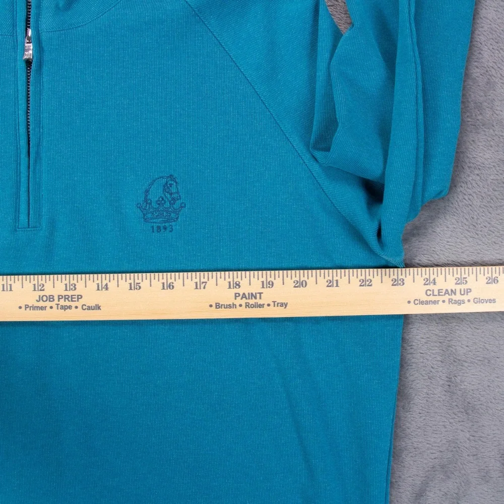 Holderness & Bourne Mens L Teal 1/4 Zip Pullover Tailored Fit Cotton Stretch‎